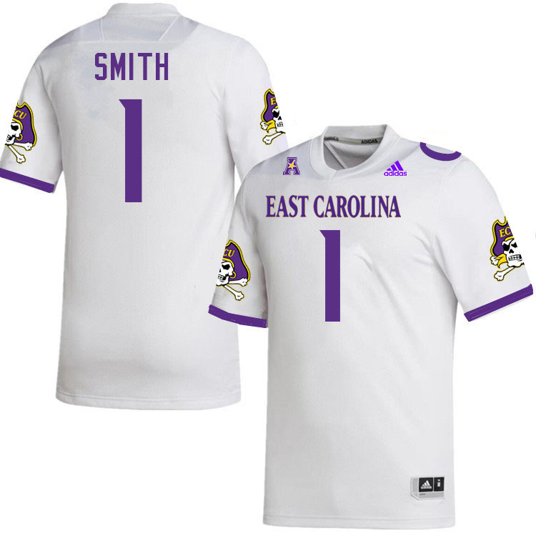 #1 Yannick Smith East Carolina Pirates College Football Jersey Stitched-White #1 Yannick Smith East Carolina Pirates College Football Jersey Stitched-White